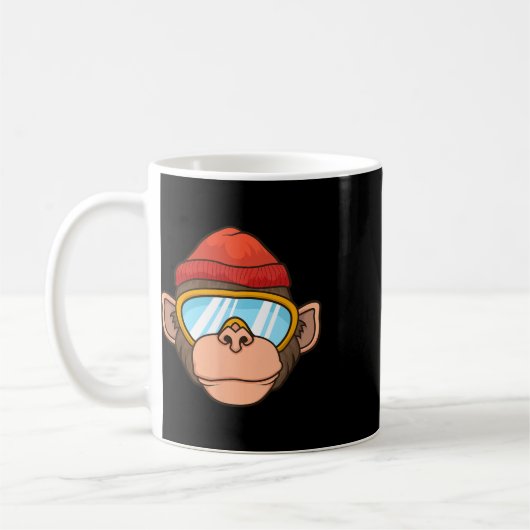 Mug Funny Ski Monkey Goggles Gorilla Skiing Mountain G (Gauche)