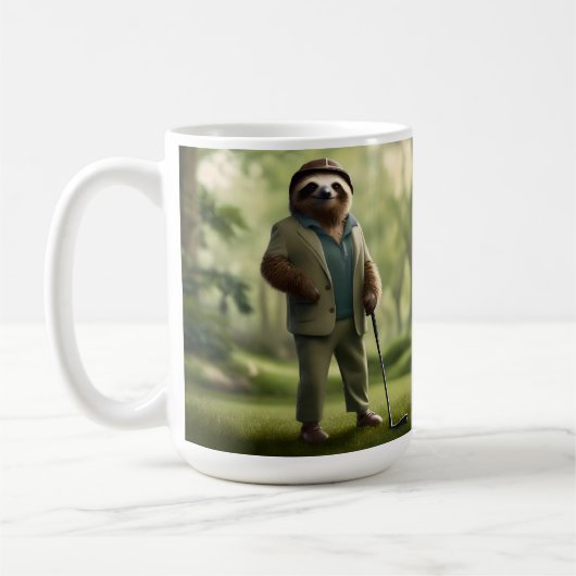 Mug Funny Sloth Golf Player, (Gauche)