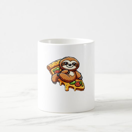 Mug Funny Sloth mangeant Pizza, Kawaii Amoureux des an (Centre)