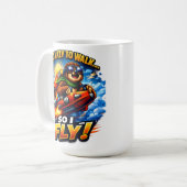 Mug Funny Sloth Rocket Meme, Too Lazy to Walk So I Fly (Devant gauche)