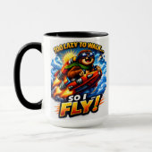 Mug Funny Sloth Rocket Meme, Too Lazy to Walk So I Fly (Gauche)