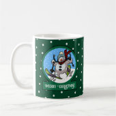 Mug Funny Snowman Merry Christmas! Skiing Cartoon (Gauche)