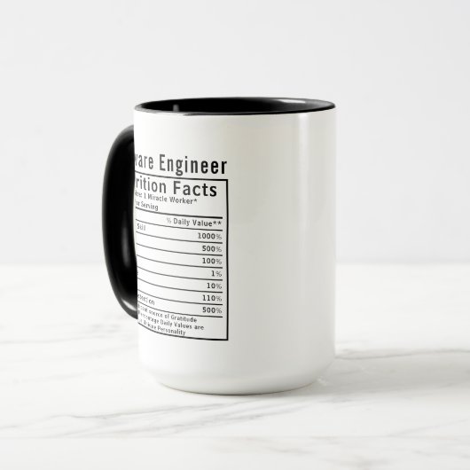 Mug Funny Software Engineer Nutrition Facts Tech Gift (Devant gauche)