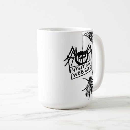 Mug Funny Spider Says Visit My Website Cartoon (Devant droit)