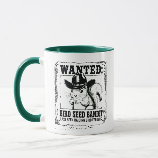 Mug Funny Squirrel Wanted Poster | Bird Seed Bandit Co (Gauche)