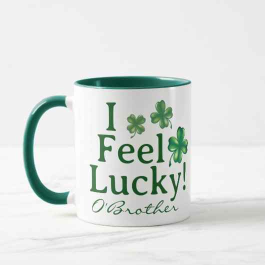 Mug Funny St. Patrick's Day I Feel Lucky Clover Trio (Gauche)