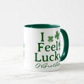 Mug Funny St. Patrick's Day I Feel Lucky Clover Trio (Devant droit)