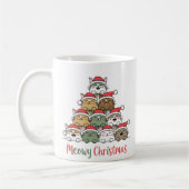 Mug Funny Stacked Cats Meowy Christmas Tree (Gauche)