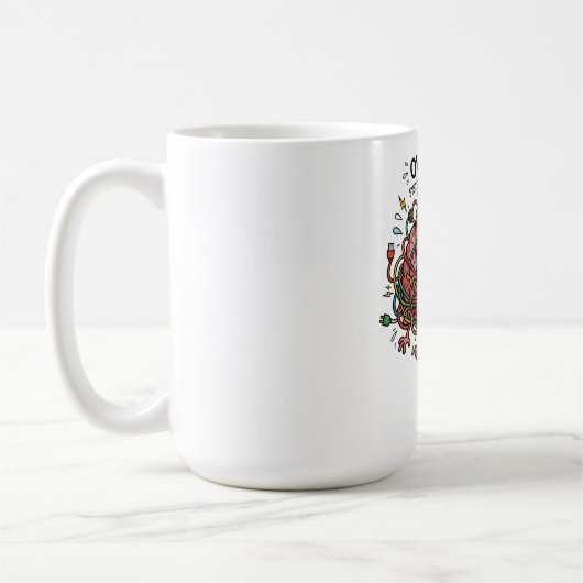 Mug Funny Stressed Brain Overload Tangled Wires Tech E (Gauche)