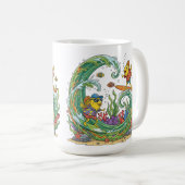 Mug Funny Surfing Yellow Fish Tropical Beach Party Shi (Devant droit)