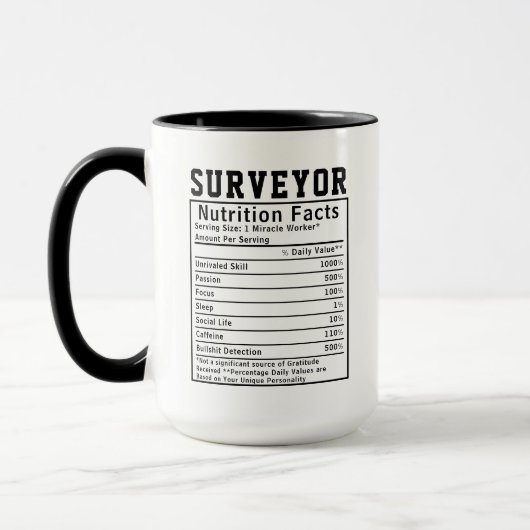 Mug Funny Surveyor Nutrition Fiches techniques (Gauche)