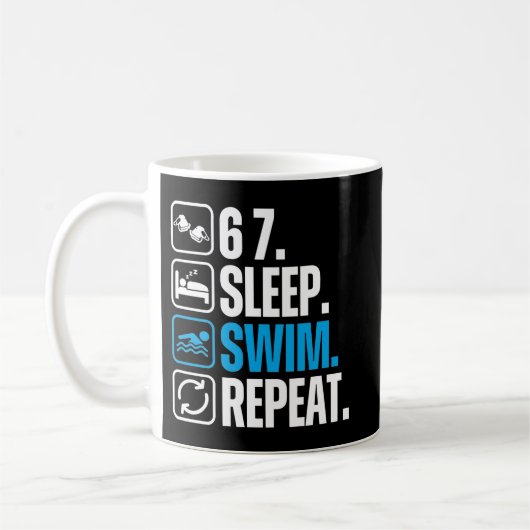 Mug Funny Swimmer 67 Sleep Swim Repeat (Gauche)