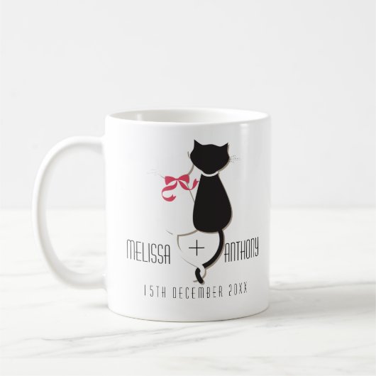 Mug Funny Tails Chat Couple Monogram Mariage Fiançaill (Gauche)
