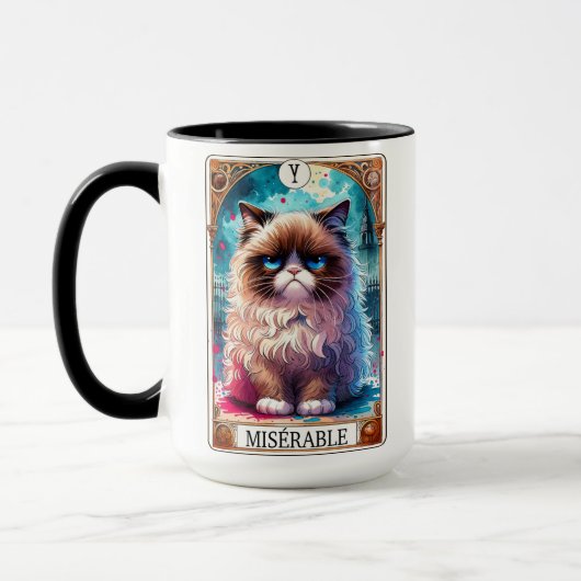 Mug Funny Tarot Card Miserable Chat (Gauche)