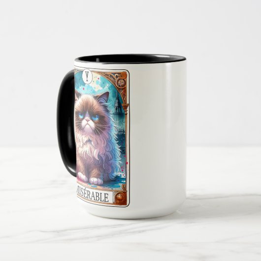Mug Funny Tarot Card Miserable Chat (Devant gauche)