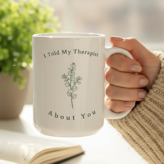 Mug Funny Therapy Quote Modern Sage Green Typography