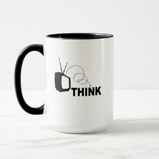 Mug Funny think thunk outside idiot box tv television (Gauche)