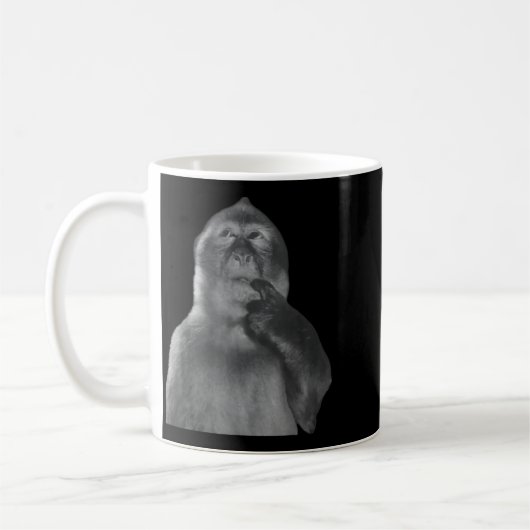Mug Funny Thinking Monkey Meme Curious Ape Brainrot  (Gauche)