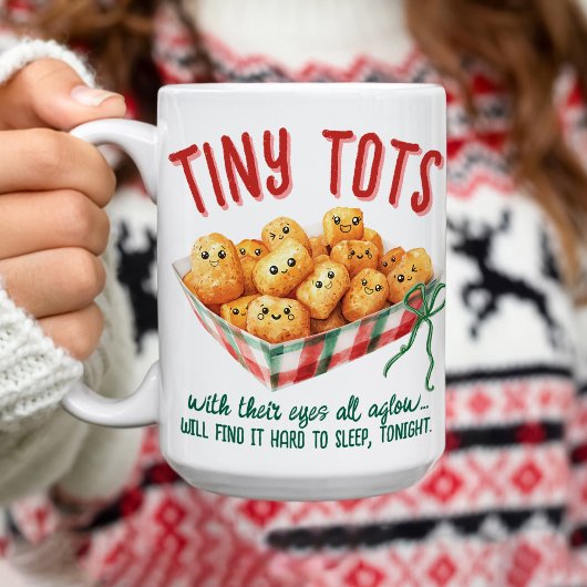 Mug Funny Tiny Tater Tots Watercolor Plaid Christmas