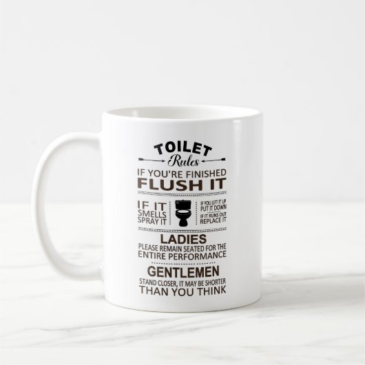 Mug Funny Toilet Rules Bathroom Restoom Sarcasm (Gauche)