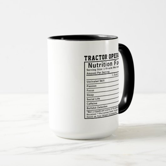 Mug Funny Tractor Operator Nutrition Facts Boss Gift (Devant droit)