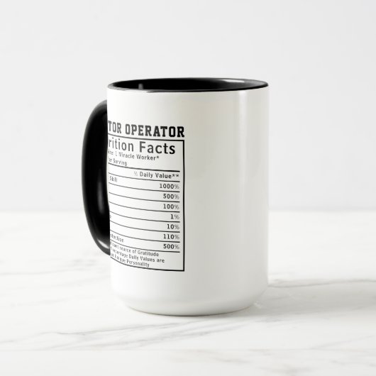 Mug Funny Tractor Operator Nutrition Facts Boss Gift (Devant gauche)