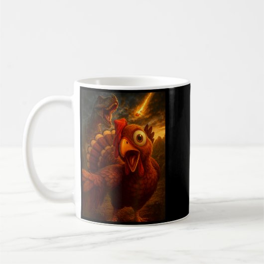 Mug Funny Turkey Selfie With Dinosaur And Meteor Acaly (Gauche)