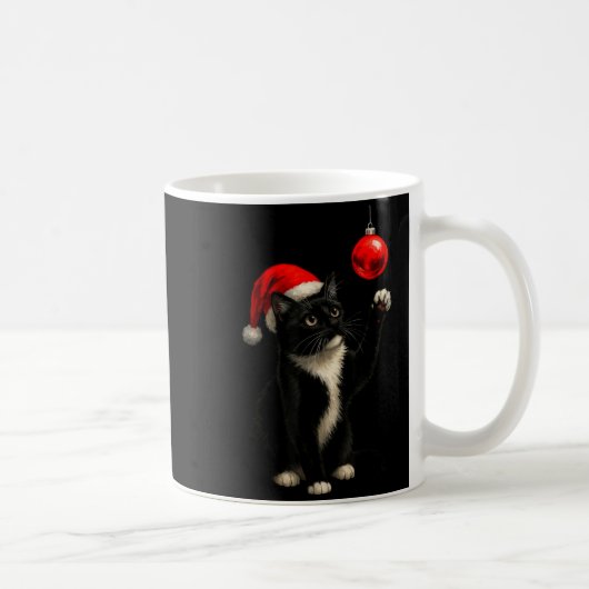 Mug Funny Tuxedo Bauble Cat Santa Hat Red Xmas Christm (Droite)