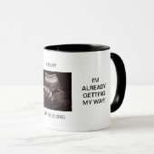 Mug Funny Ultrasound "Prêt ou non" Nom de la fête des  (Devant droit)