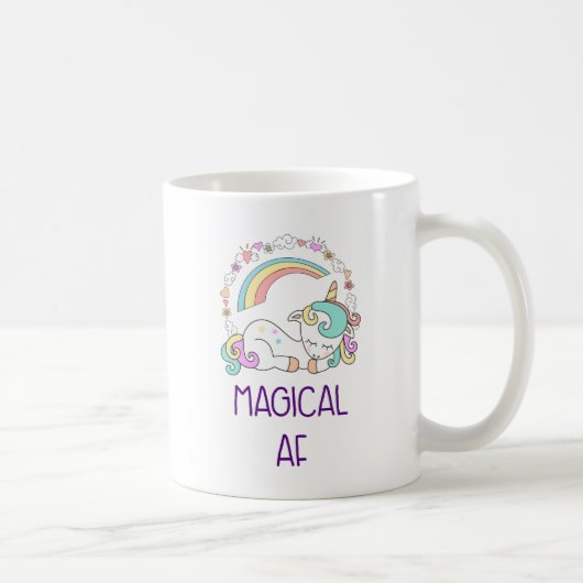 Mug Funny Unicorn magique AF avec décorations de fille (Droite)