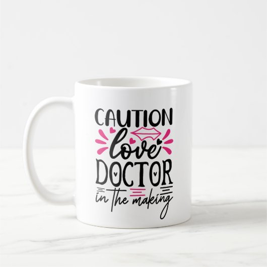 Mug Funny Valentines Day Love Doctor Coeurs roses (Gauche)
