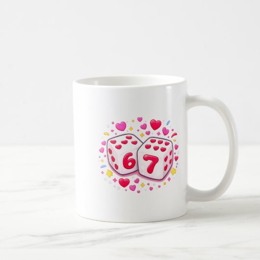 Mug Funny Valentines Day Shirt Cute Dice 67 Meme 6-7 S (Droite)