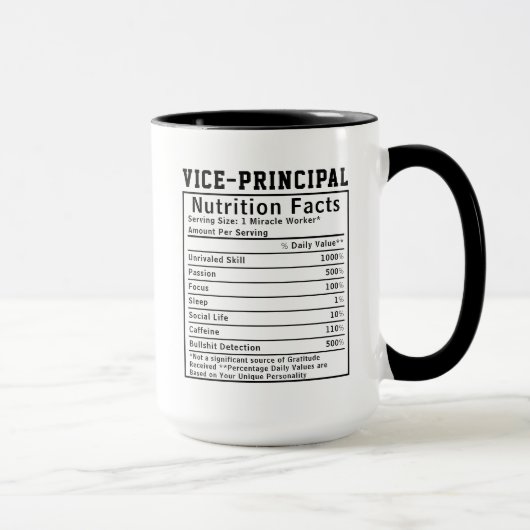 Mug Funny Vice-Principal Nutrition Facts Staff Worker  (Droite)