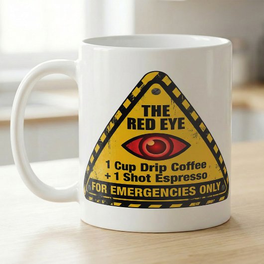 Mug Funny Warning Caffeine Emergency Red Eye Recipe