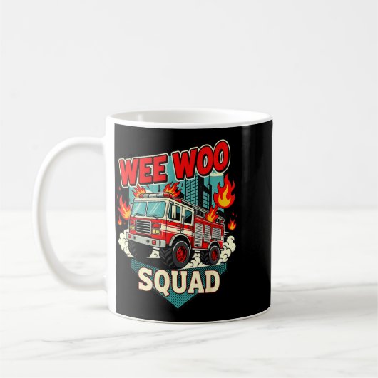 Mug Funny Wee Woo Squad Fire Department Firefighter Fi (Gauche)