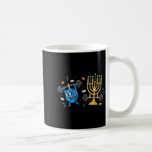 Mug Funny Weightlifting Gym Dreidel Menorah Hanukkah W (Droite)