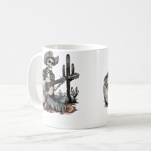 Mug Funny Western Skeleton Cowboy Playing Guitar Count (Devant gauche)
