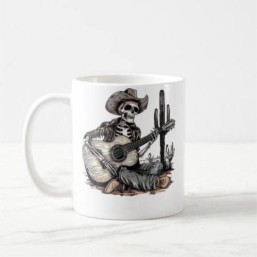 Mug Funny Western Skeleton Cowboy Playing Guitar Count (Gauche)