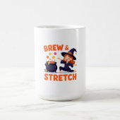 Mug Funny Witch Yoga Design – "Brew & Stretch" Cartoon (Centre)