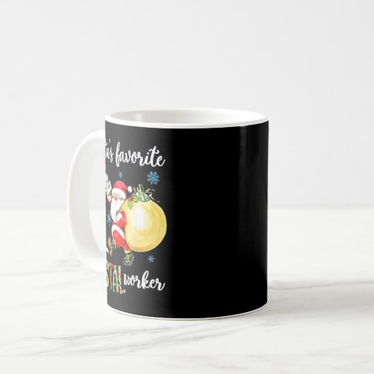 Mug Funny Xmas Lights Santa's Favorite Stal Worker Chr (Devant gauche)