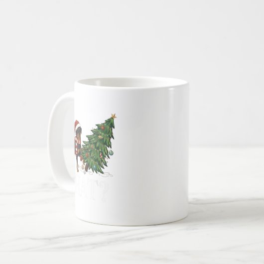 Mug Funny Xmas Rottweiler Poussant l'arbre de Noël (Devant gauche)