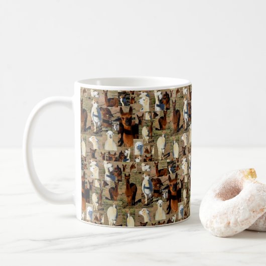 Mug "Furry Moments : An Alpaca Photo Collage" (Avec donut)