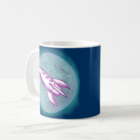 Mug Fusée Lune Violette (Devant gauche)