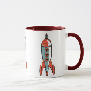 Mug fusée spatiale rétro, fusée spatiale rétro, rétro 