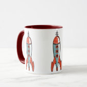 Mug fusée spatiale rétro, fusée spatiale rétro, rétro  (Devant gauche)