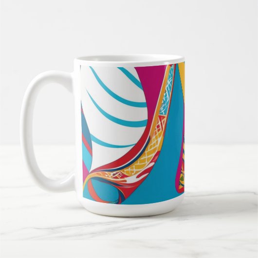 Mug Fusion Abstraite de Batik Tropical Vibrant avec Fe (Gauche)