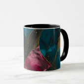 Mug Fusion de marbre sarcelle et or de minuit (Devant droit)