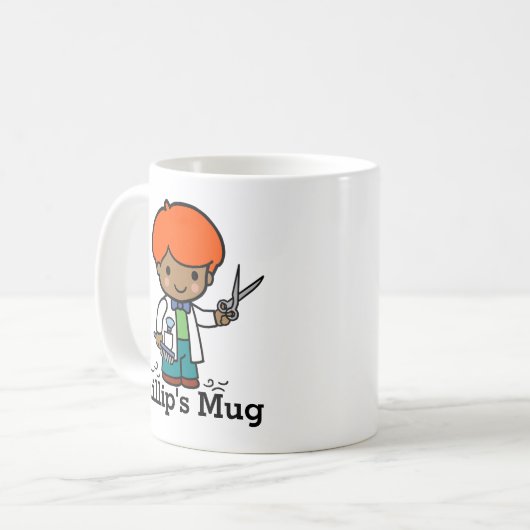 Mug Futur Barbier / Coiffeur Garçon avec ciseaux (Devant gauche)