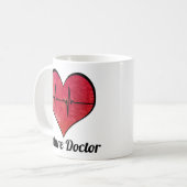 Mug Futur docteur - coeur rouge de l'aquarelle ECG (Devant gauche)