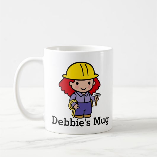 Mug Futur entrepreneur fille avec marteau et corde (Gauche)